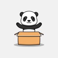 panda mignon dans le carton vecteur