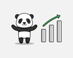panda mignon avec signe graphique vers le haut vecteur