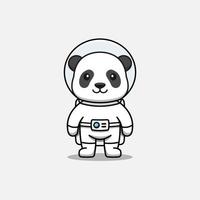 panda mignon portant un costume d'astronaute vecteur