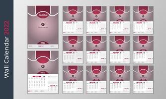 Conception de calendrier mural multipages d'intérieur de maison rouge 2022 avec un style de forme unique vecteur