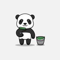 panda mignon avec un outil de peinture vecteur