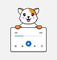 chat mignon avec interface utilisateur musicale vecteur