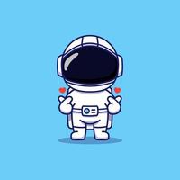 astronaute mignon posant la main de l'amour vecteur