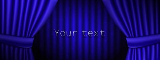 rideaux de théâtre bleus de luxe. place pour votre texte. illustration vectorielle. vecteur