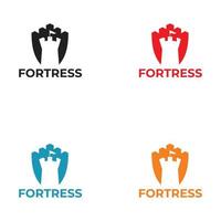 création de logo icône royaume forteresse vecteur