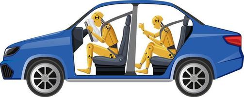 Mannequin de crash test dans une voiture vecteur