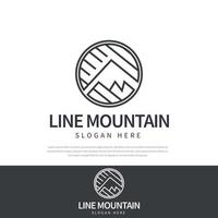 cercle moderne montagne ligne vector illustration design logo, concept de montagne simple