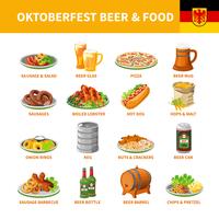 Oktoberfest Beer Food Flat Icons Set vecteur