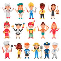 Kids and Professions Icons Set vecteur