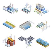 Ensemble d&#39;images de centrales de production d&#39;électricité vecteur