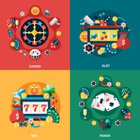 Jeux de Casino Flat Icons Square Composition vecteur