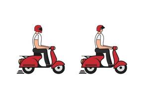 un homme conduit un scooter. illustration vectorielle vecteur