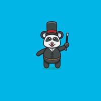 mignon bébé panda avec costume de magicien. conception de personnage, logo, icône et inspiration. vecteur