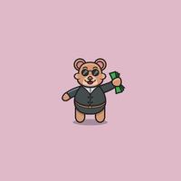 homme d'affaires mignon bébé ours et portant des lunettes. conception de personnage, logo, icône, dessin animé et inspiration. vecteur