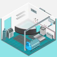 Concept isométrique intérieur du système de refroidissement de chauffage vecteur