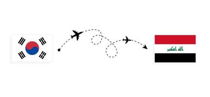 vol et voyage de la corée du sud à l'irak par le concept de voyage en avion de passagers vecteur