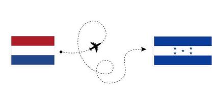 vol et voyage des pays-bas au hondura par concept de voyage en avion de passagers vecteur