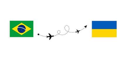 vol et voyage du brésil à l'ukraine par concept de voyage en avion de passagers vecteur