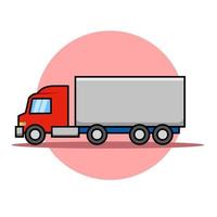 conception d'illustration de dessin animé de camion cargo côté couleur rouge. vecteur