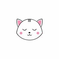 visage de chaton mignon avec les yeux fermés. personnage de vecteur pour les enfants. personnage de dessin animé dans un style japonais.