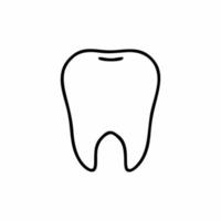 dessin d'une dent sur fond blanc. une dent dessinée avec une ligne noire à la main. illustration vectorielle dans le style doodle. logo de la clinique dentaire. vecteur