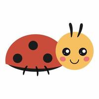 une jolie coccinelle pour un livre pour enfants. un petit scarabée avec de grands yeux. illustration vectorielle dans le style d'un dessin animé pour un livre pour enfants. vecteur