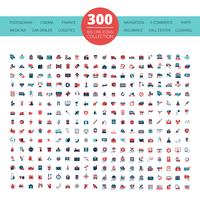 Collection d&#39;icônes de plat 300 Logo emblèmes vecteur