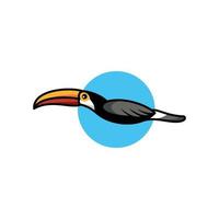 Conception de logo de dessin animé de mascotte d'oiseaux toucans.Convient aux industries créatives, à la boutique d'oiseaux, aux t-shirts, aux autocollants, etc. vecteur