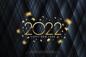 Conception élégante de bonne année 2022 - illustration vectorielle des numéros de logo dorés 2022 sur fond gris foncé - typographie parfaite pour 2022, réservez la date des conceptions de luxe et de la célébration du nouvel an. vecteur