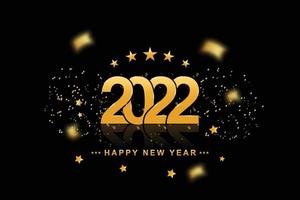Conception élégante de bonne année 2022 - illustration vectorielle des numéros de logo dorés 2022 sur fond noir - typographie parfaite pour 2022, réservez la date des conceptions de luxe et de la célébration du nouvel an. vecteur