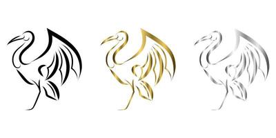 logo vectoriel d'art en trois couleurs de héron