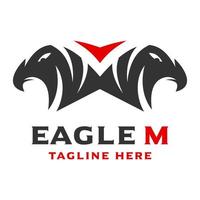 logo 2 tête d'aigle initiales m vecteur