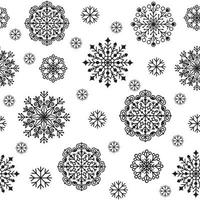 motif noir et blanc avec des flocons de neige vecteur