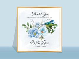 modèle de carte d'invitation de mariage thème fleurs bleues vecteur