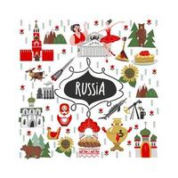 Russie. sites touristiques de la russie et symboles du pays. illustration vectorielle. un ensemble d'éléments pour créer votre design. vecteur