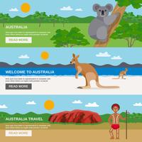 Jeu de bannières horizontales pour le voyage en Australie vecteur