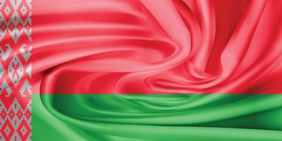 le drapeau national de la Biélorussie. le symbole de l'état sur un tissu en coton ondulé. vecteur réaliste illustration.flag fond avec texture de tissu