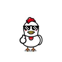 conception de personnage mignon de poulet de dessin animé de vecteur