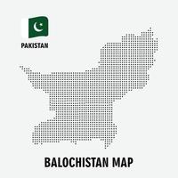 vecteur en pointillés de la province du baloutchistan au pakistan, carte à motifs de points carrés du pakistan. carte de pixels en pointillés du baluchistan avec drapeau national isolé sur fond blanc. illustration.