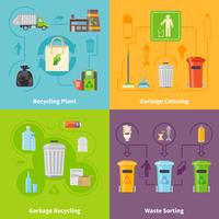 Garbage Recycling Concept Icons Set vecteur