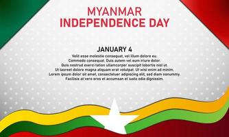 fond de la fête de l'indépendance du myanmar. 4 janvier. espace de copie. carte de voeux, bannière, illustration vectorielle. avec le drapeau national du Myanmar et l'icône étoile. design haut de gamme et de luxe vecteur
