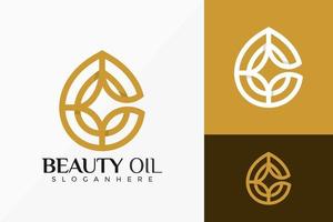 lettre c luxe ligne art beauté huile logo vector design. emblème abstrait, concept de conception, logos, élément de logotype pour le modèle.