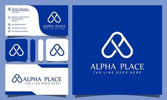 monogramme a alpha pin place logos design vector illustration avec line art style vintage, modèle de carte de visite entreprise moderne
