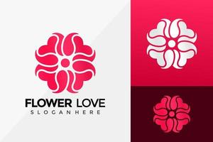 conception de logo d'amour de fleur, conception de logos d'identité de marque modèle d'illustration vectorielle vecteur