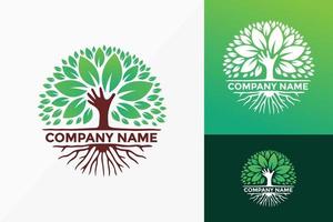 conception de vecteur de logo créatif d'arbre de main. emblème abstrait, concept de conception, logos, élément de logotype pour le modèle.