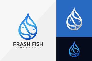 laisser tomber la vague, laisser tomber la création de logo de poisson frais, conception de logo moderne modèle d'illustration vectorielle vecteur