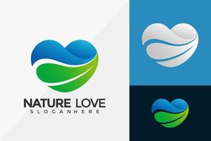 conception de logo d'amour de la nature, logos d'identité de marque conçoit un modèle d'illustration vectorielle vecteur