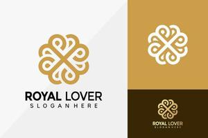 conception de logo d'amour de fleur de luxe, vecteur de logos d'identité de marque, logo moderne, conception de logo modèle d'illustration vectorielle