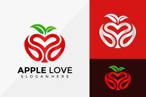 conception de logo de feuille de nature d'amour de pomme, conceptions de logos d'identité de marque modèle d'illustration vectorielle vecteur