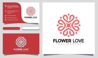 vecteur de logo d'amour de fleur, création de logo de fleurs de beauté, logo moderne, conception de logo modèle d'illustration vectorielle